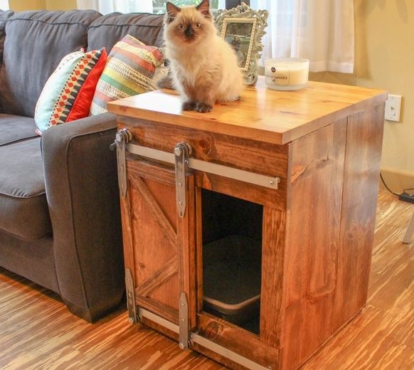 Handmade rustic litter box